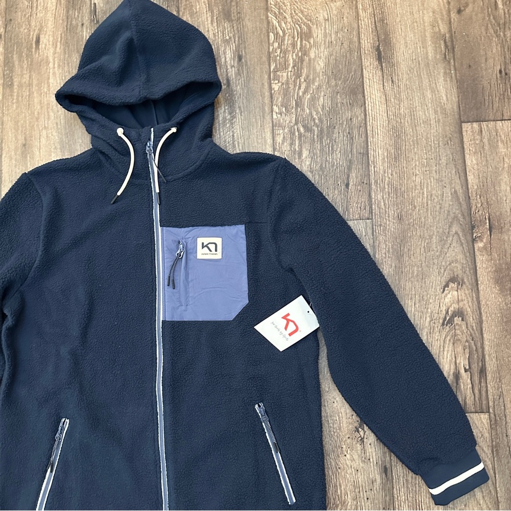Kari Traa Rothe L Hood Fleece Long Fit Zip Up Hoodie Women’s Size L Blue - Picture 2 of 11